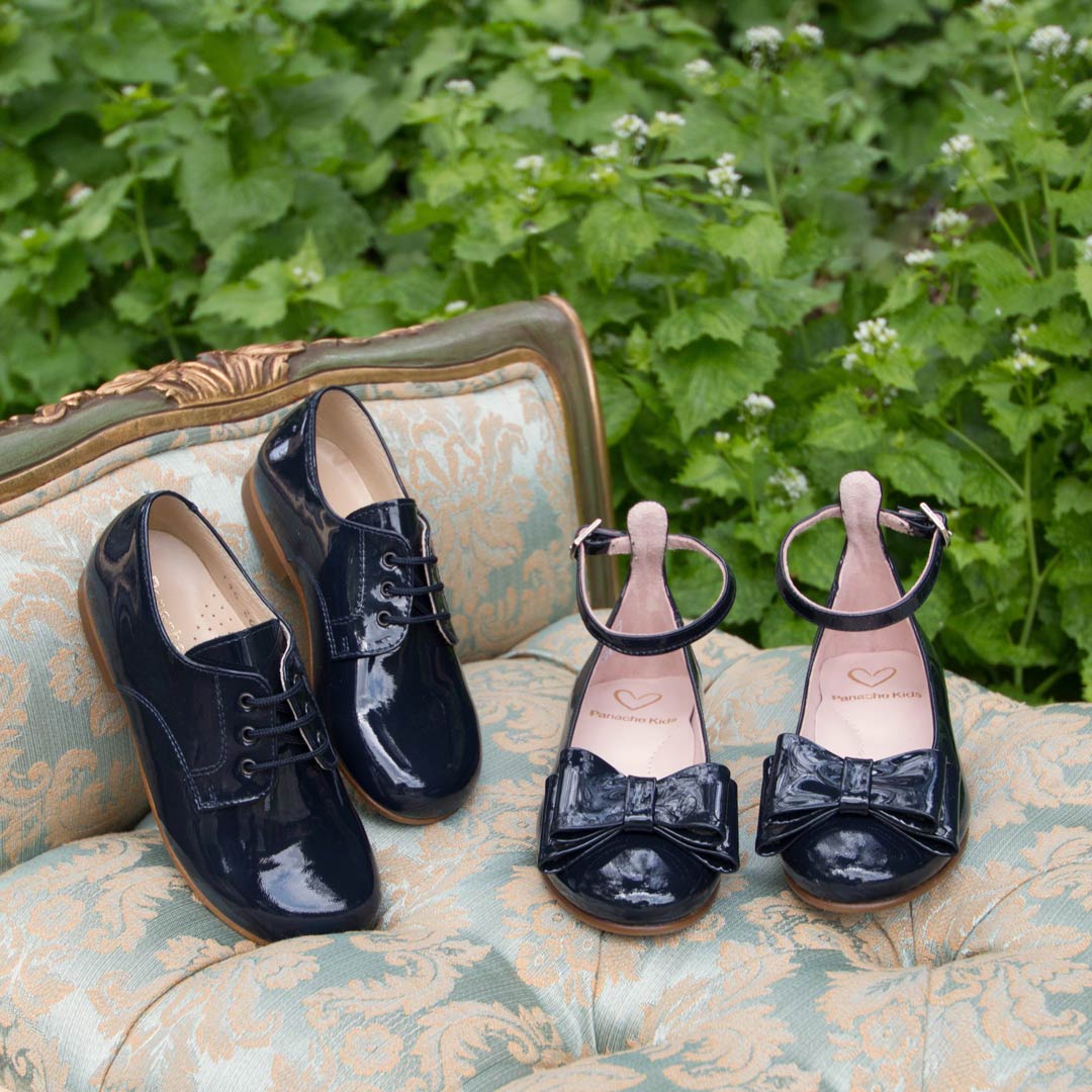 Navy blue patent leather sales shoes