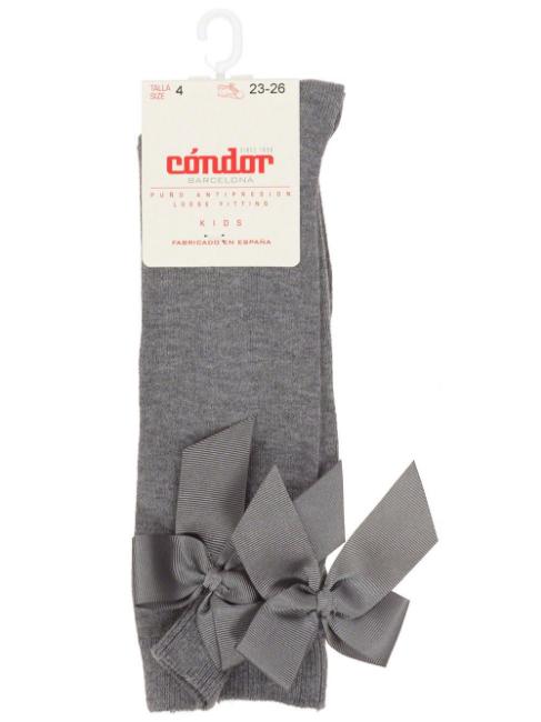 Picture of Condor Socks Knee High Socks  With Back Grosgrain Bow - Grey