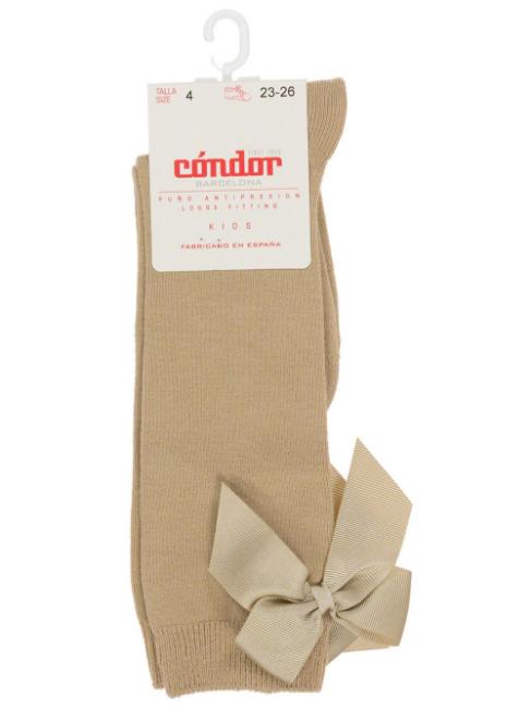 Picture of Condor Socks Knee High Socks With Back Grosgrain Bow - Camel