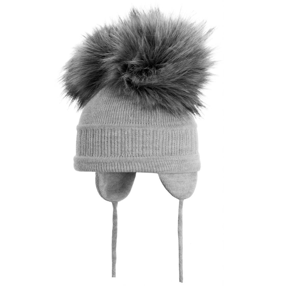 double faux fur pom pom hat