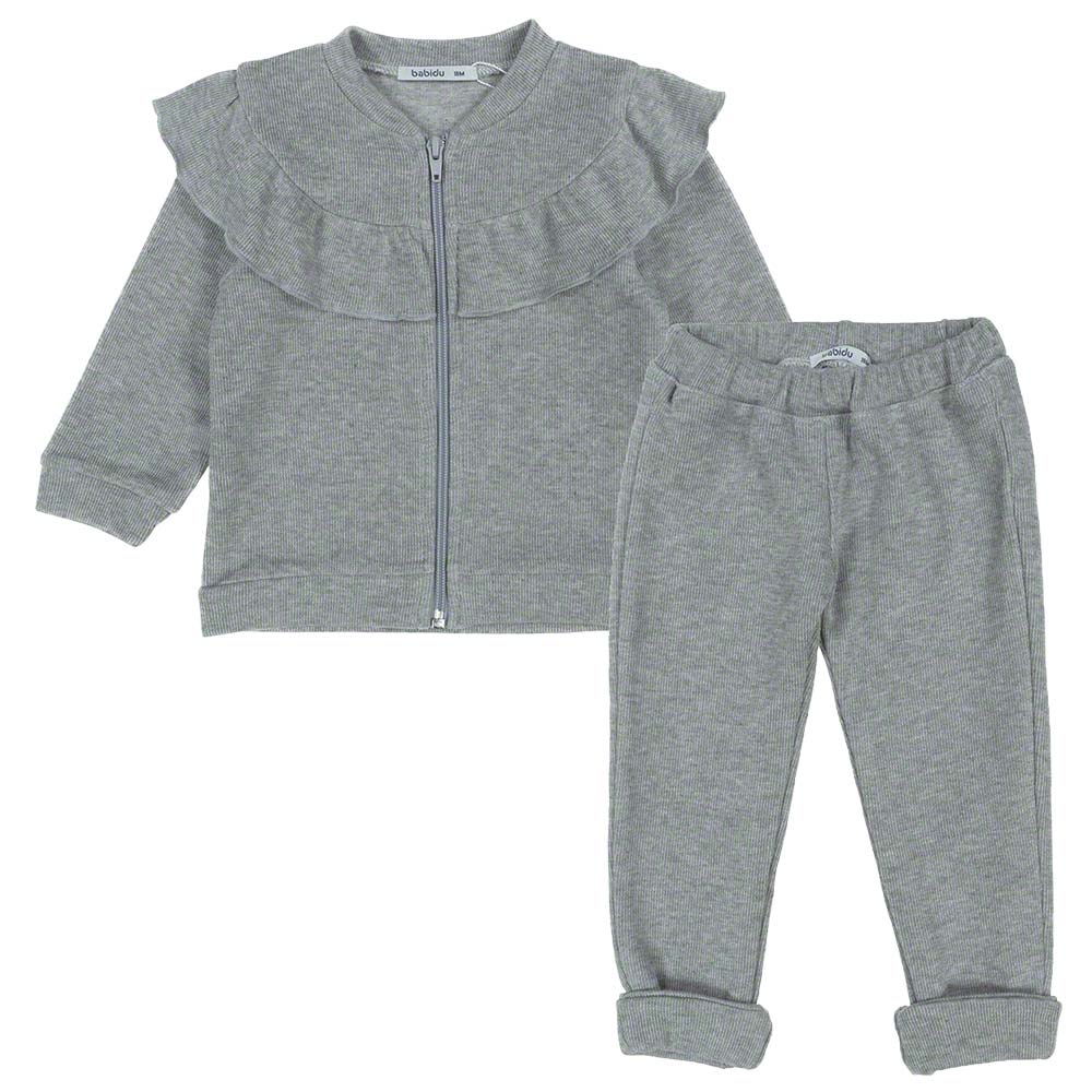 grey ruffle tracksuit