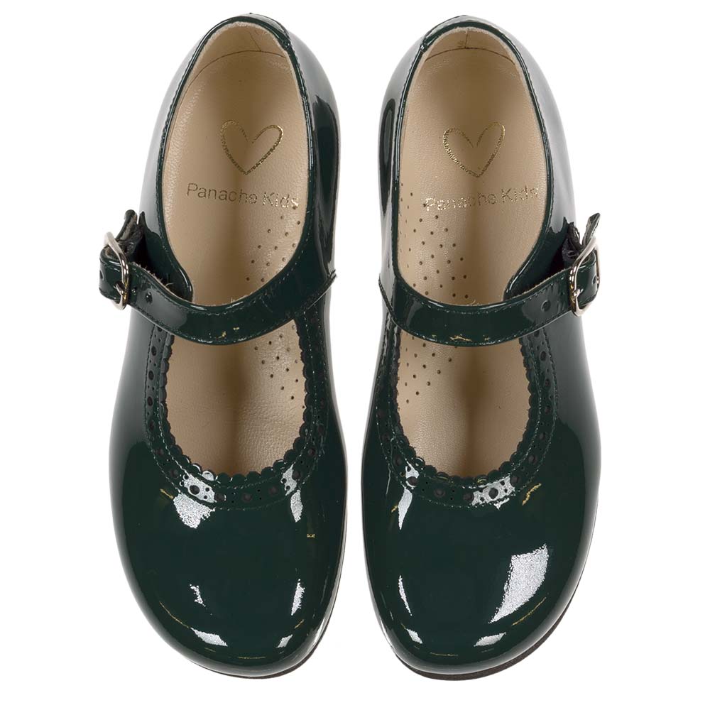 Panache Girls Mary Jane Shoe Dark Green Patent