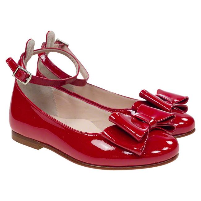 Picture of Panache Girls Double Bow Ankle Strap Shoe - Red