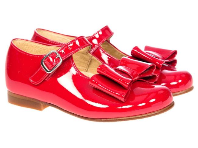 Picture of Panache Girls Double Bow Mary Jane Shoe - Red Patent