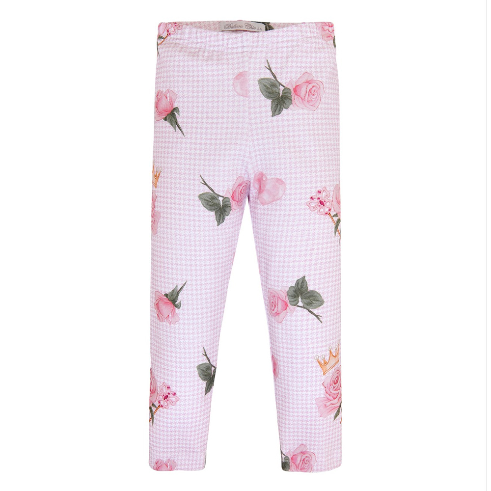 Balloon Chic Houndstooth Rose Legging Set - Grey Pink.