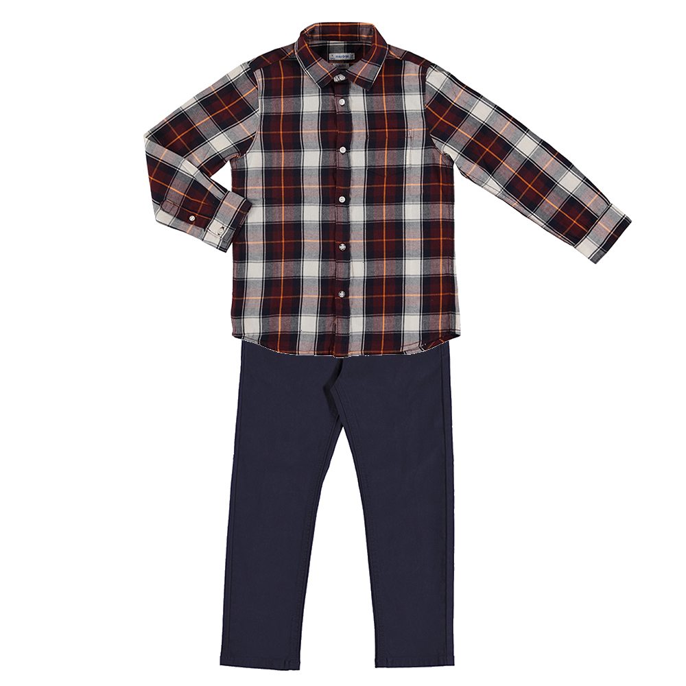 boys maroon plaid shirt