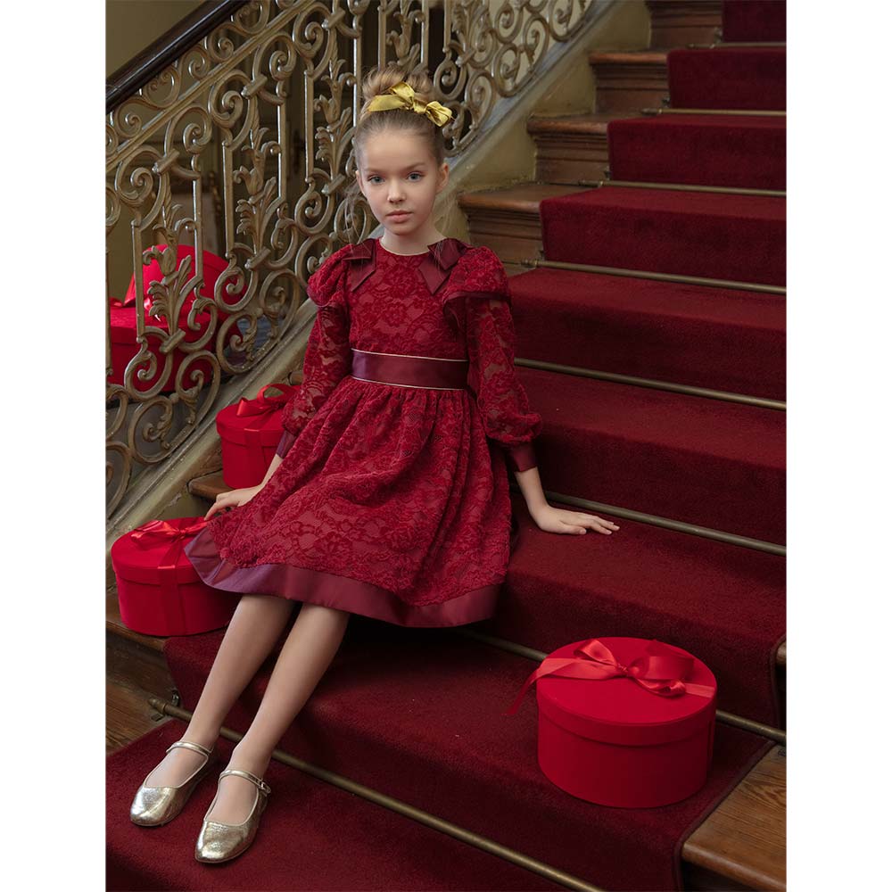 Girls burgundy party sales dress