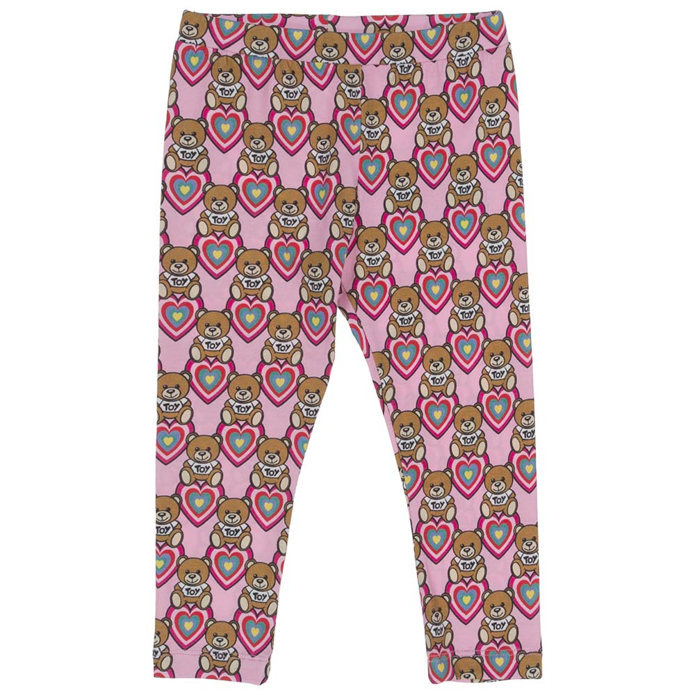 Moschino Toddler Girls Hearts Leggings Set - Cream Pink.