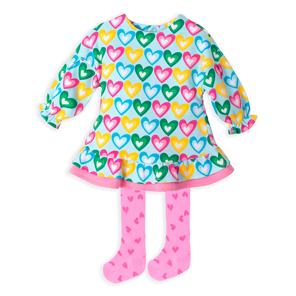 Agatha Ruiz De La Prada Jersey Hearts Dress & Tights Set - Blue Pink.  Children's Designer Clothes & Shoes | Panache Kids Genuine Designerwear for  Girls, Boys & Babies