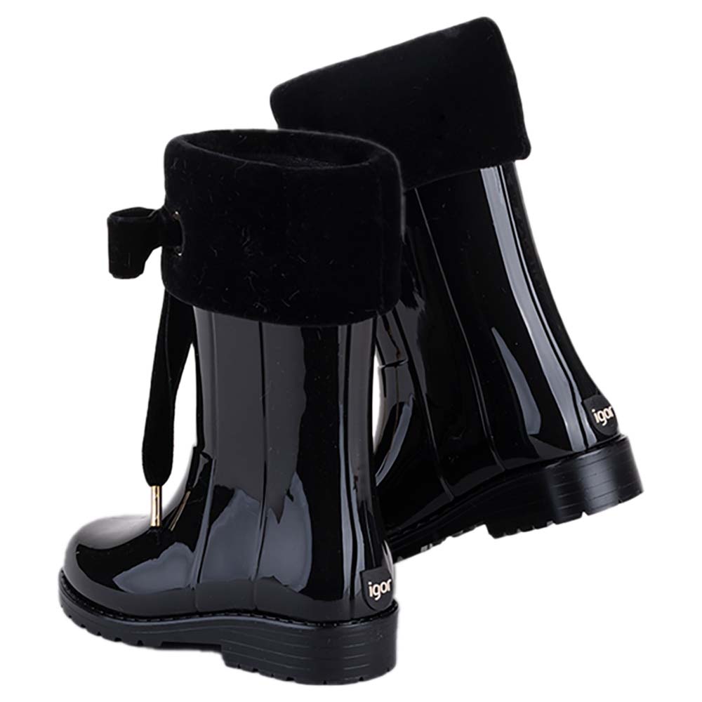 Igor Campera Velvet Cuff Ribbon Tie Rainboot - Black. Children's ...