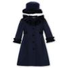 Picture of Sarah Louise Girls Velvet Trim Coat & Hat Set - Navy