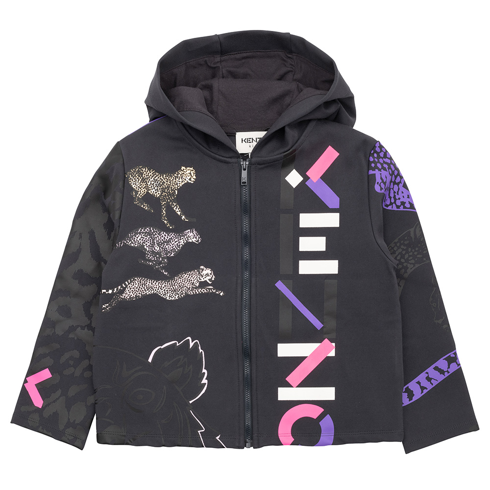 Kenzo Kids Girls Tiger Logo Tracksuit Dark Grey