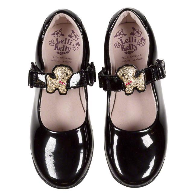 Picture of Lelli Kelly Poppy Puppy School Shoe Wide G Fitting - Black Patent 