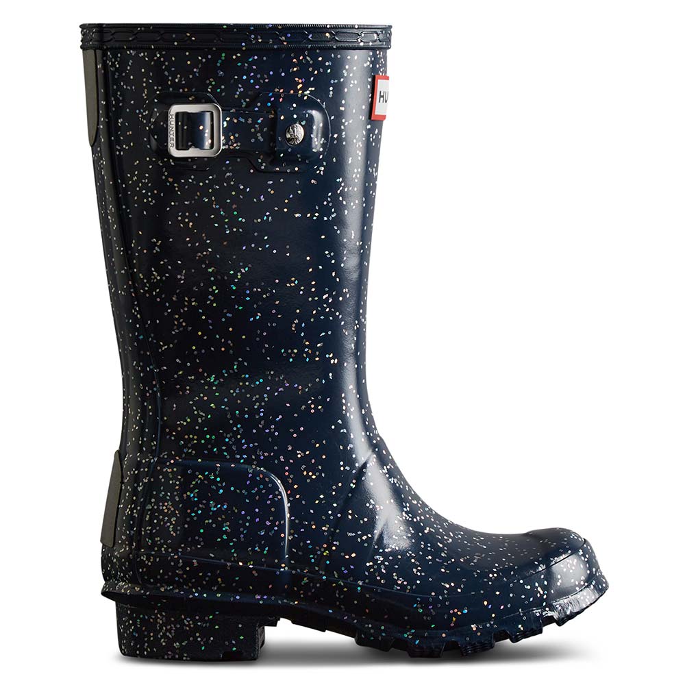 Hunter Original Big Kids Giant Glitter Wellington Boots Valtameri Blue