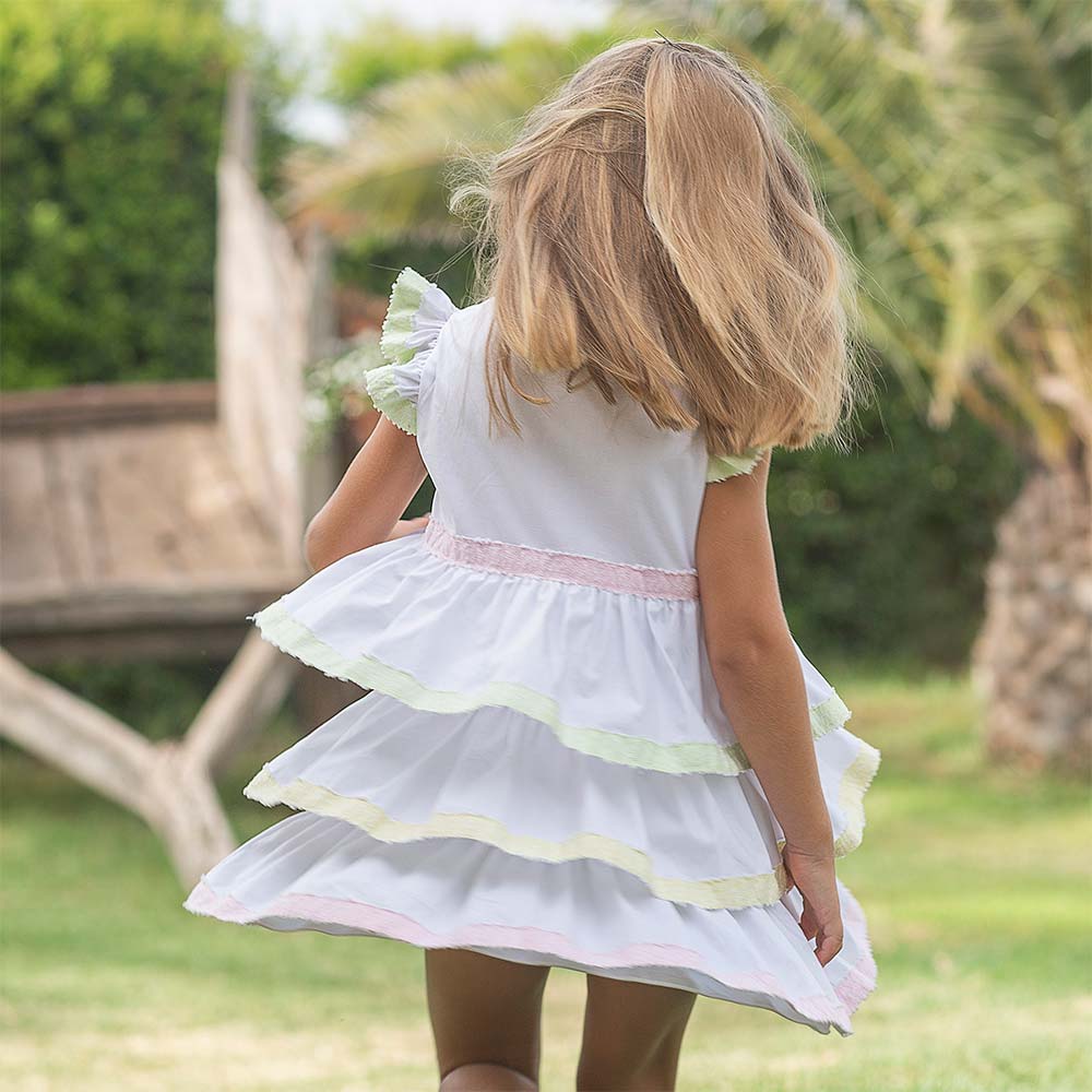 Girls white ruffle dress best sale