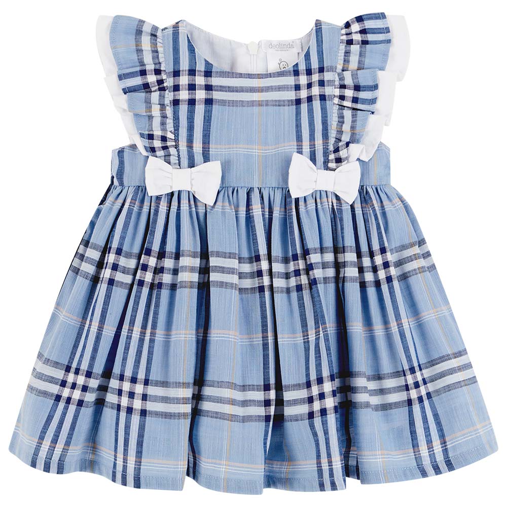 Deolinda Girls Belize Check Ruffle Dress - Blue Navy. Children's Designer  Clothes & Shoes | Panache Kids Genuine Designerwear for Girls, Boys & Babies