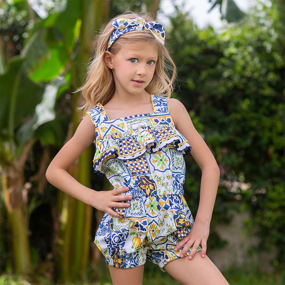 Girls cheap navy playsuit