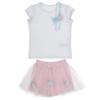 Picture of  Daga Girls Sweet Dreams T-shirt & Tulle Skirt Skort Set - White Pink