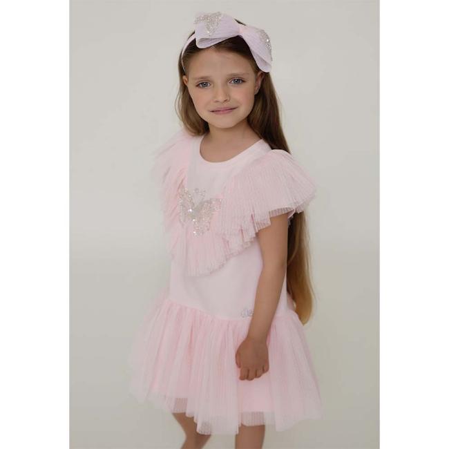 Picture of Daga Girls Dash Of Ceremony Lace Tulle Ruffle Dress - Pink