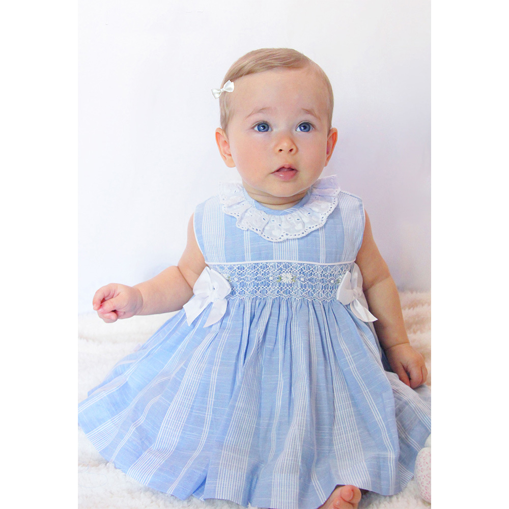 Blue and white striped baby clearance dress