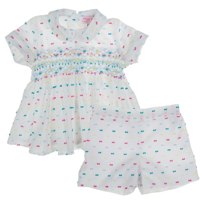 Picture of Miss P Boys Smocked Buster Blouse & Shorts Set - Multi Colour