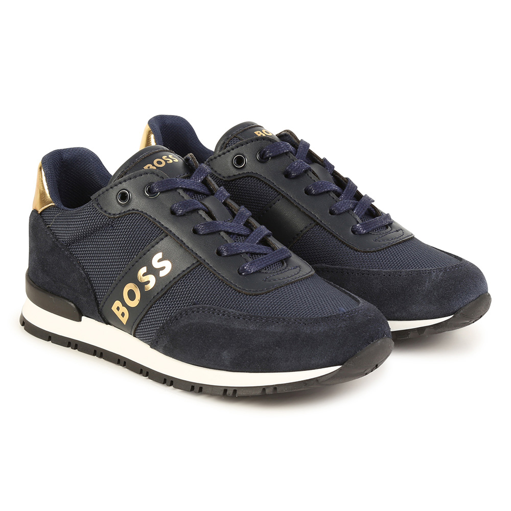 BOSS Boys Classic Lace Up Trainers - Navy.