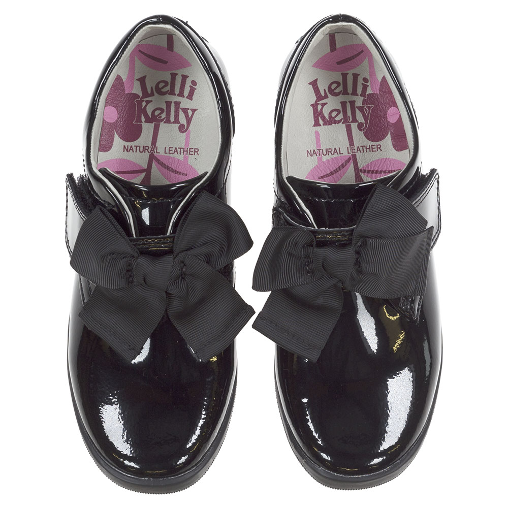 Lelli Kelly Girls Elizabeth Bow School Shoe F Fitting Black Patent