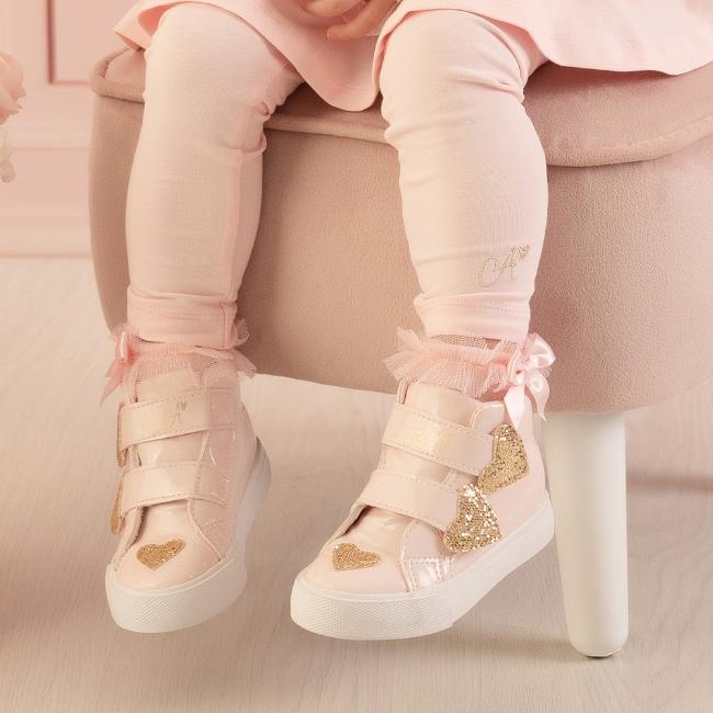 Picture of Little A Girls Hart High Top Trainers - Pink Gold
