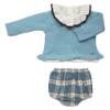 Picture of Juliana Baby Clothes Girls Knit Cardigan Blouse & Check Jam Pants Set  - Cloud Blue 