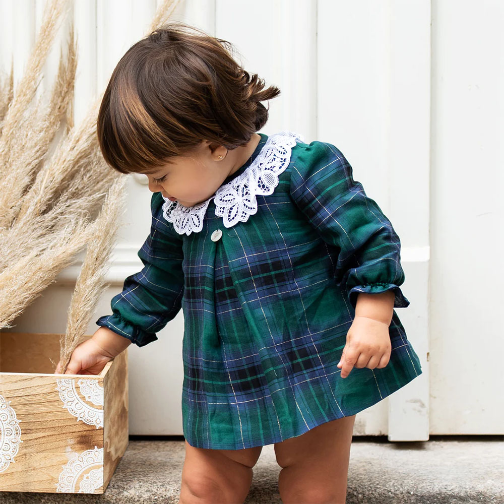 Green tartan 2025 baby dress