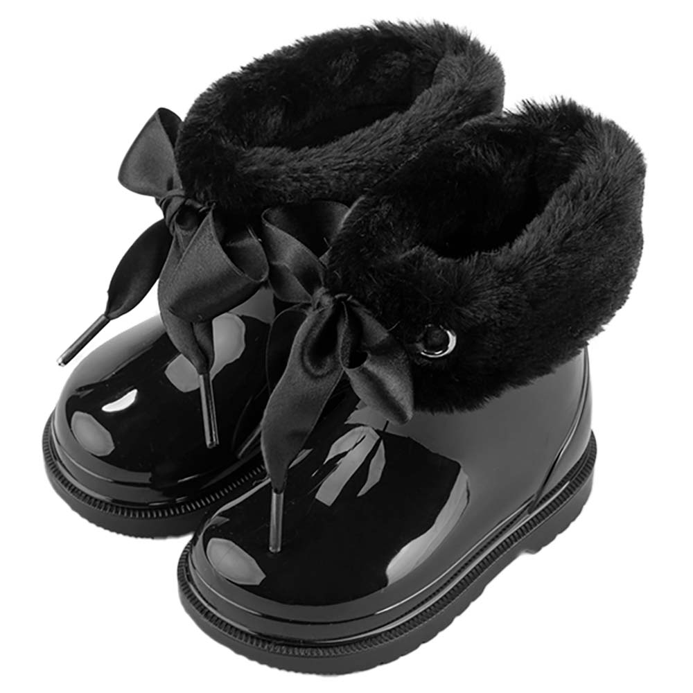 Black ankle boots with fur cuff best sale