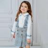 Picture of Basmarti Girls Tulle & Check Ruffle Blouse & Pleated Skort Set - Blue 