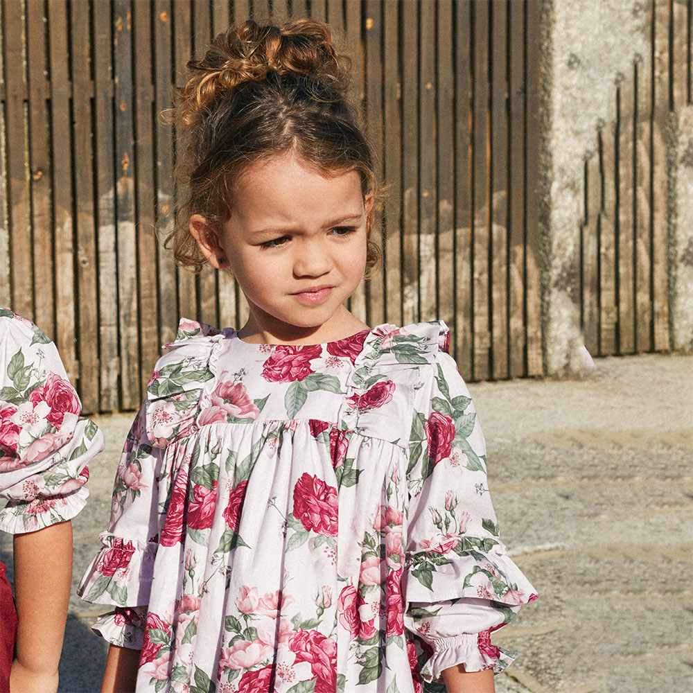 Deolinda Baby Girls Violet Floral Dress - Burgundy