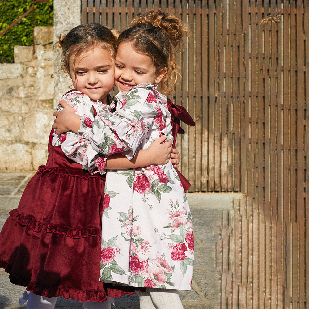 Deolinda Baby Girls Violet Floral Dress - Burgundy