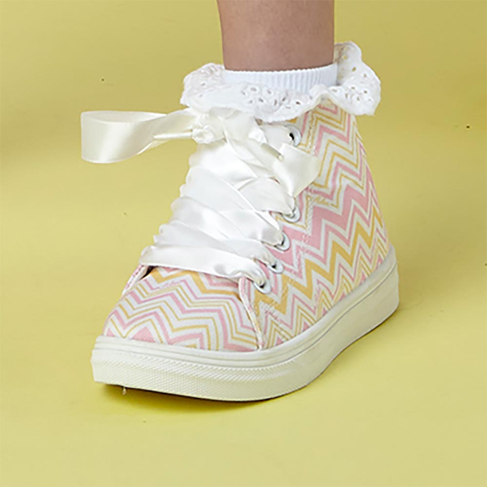 A Dee Jazzy Chic Chevron High Top Canvas Trainers - Pink Fairy.