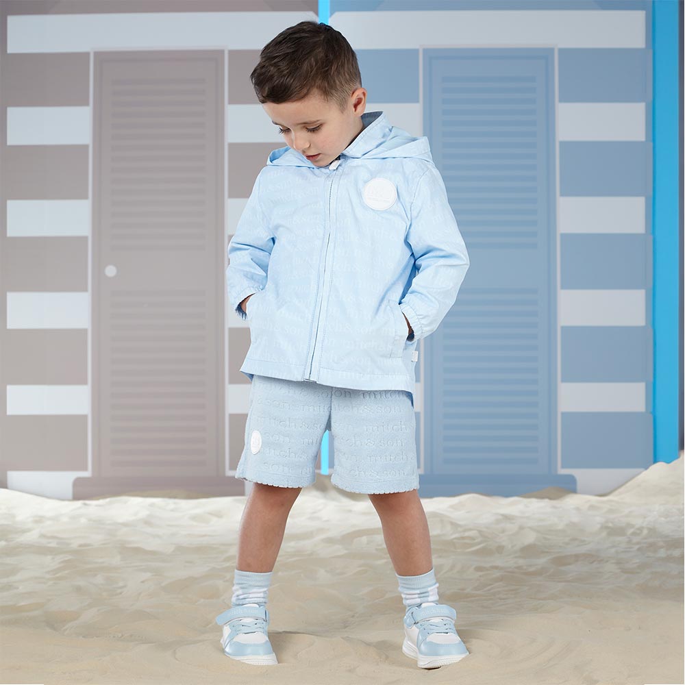 Mitch & Son Sandy Shores Ted AOP Hooded Jacket - Sky Blue.