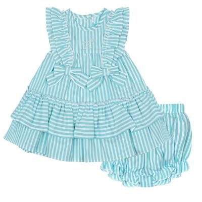 Picture of Little A Kourtney Little Fish Stripe Seersucker Dress  - Aruba Blue