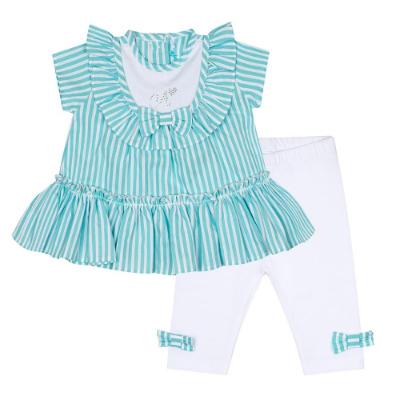 Picture of Little A Kristie Little Fish Stripe Seersucker Legging Set - Aruba Blue