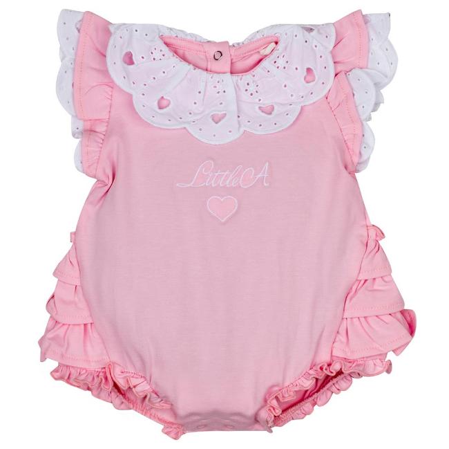 Picture of Little A Juli Pastel Hearts Frill Romper - Pink Fairy