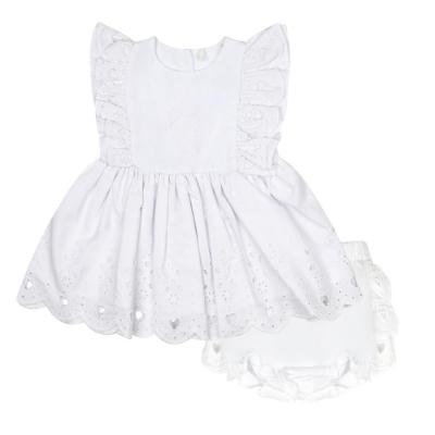 Picture of Little A Juniper Pastel Hearts Broderie Anglais Dress - Bright White