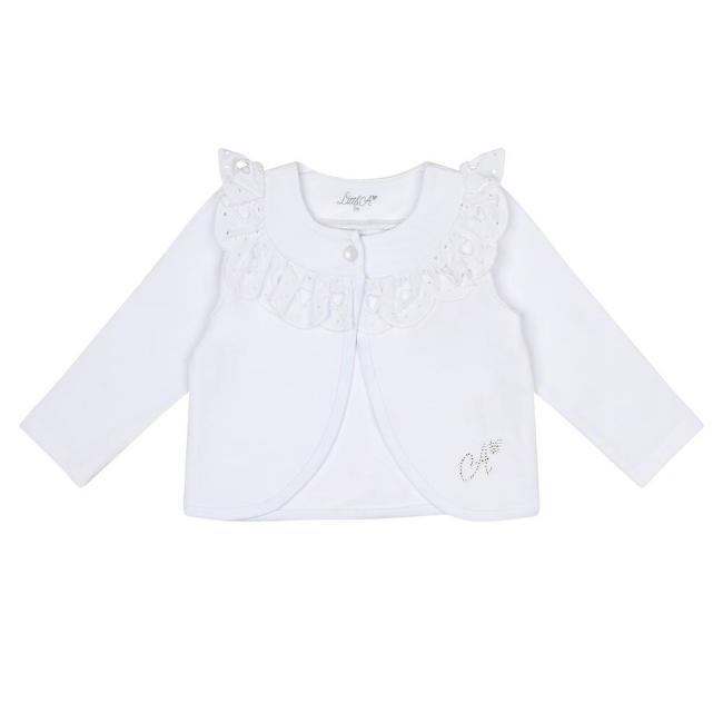 Picture of Little A Jessica Pastel Hearts Broderie Anglaise Cardy - Bright White 