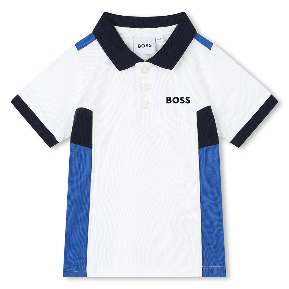 BOSS Toddler Boys Polo Shirt White Blue