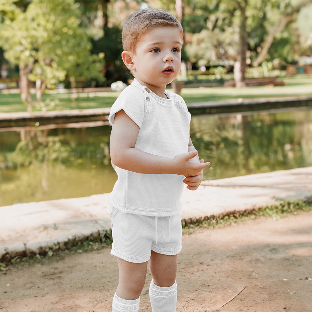 Rahigo Boys Summer Knit Shorts Jumper Set X 2 White