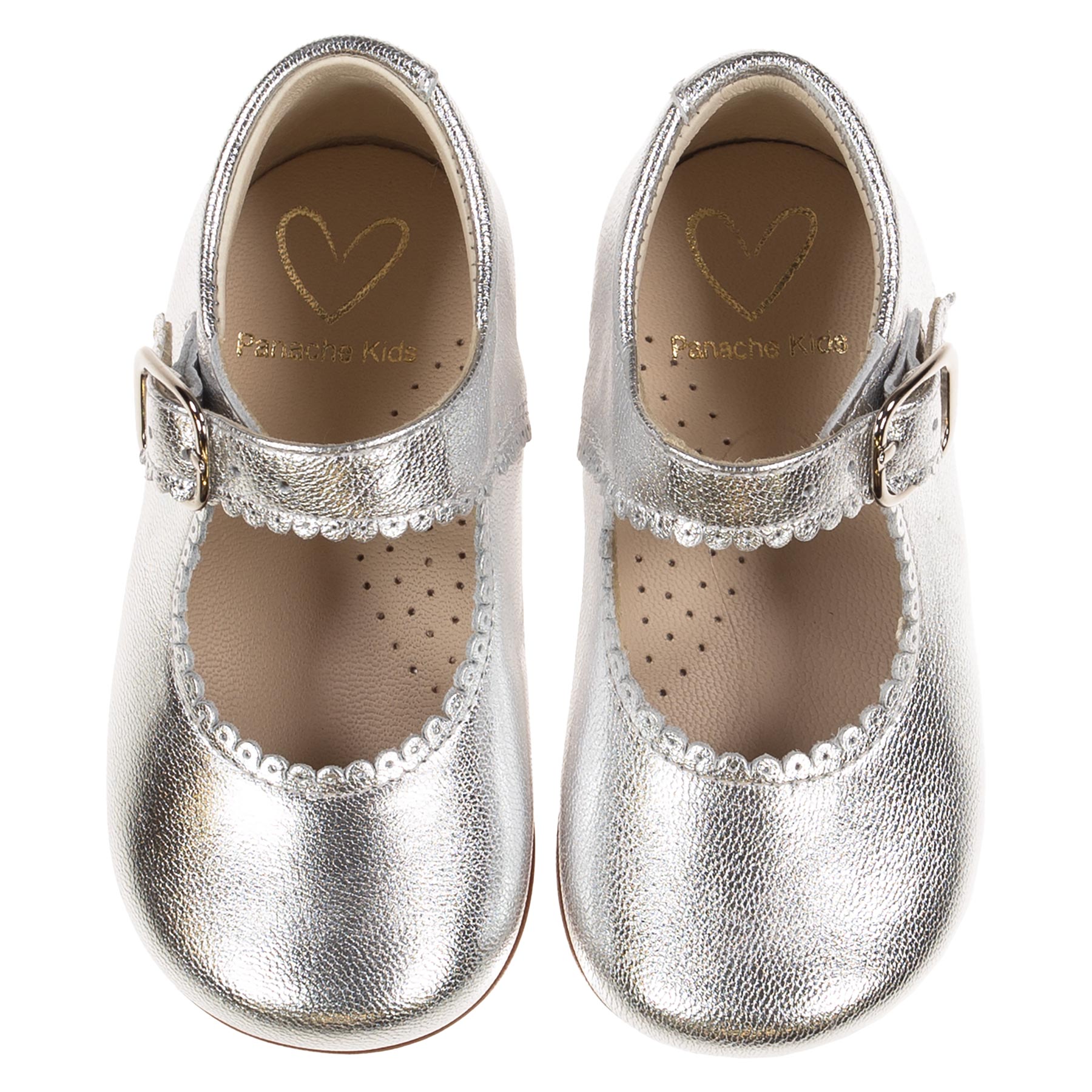 Panache Baby Girls High Back Shoe Metallic Silver Leather