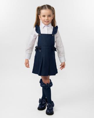 Picture of Caramelo Kids Girls Ruffle Ribbon Knee High Socks - Navy