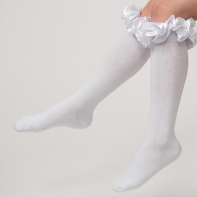 Picture of Caramelo Kids Girls Ruffle Ribbon Knee High Socks - White