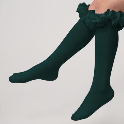 Picture of Caramelo Kids Girls Ruffle Ribbon Knee High Socks - Bottle Green