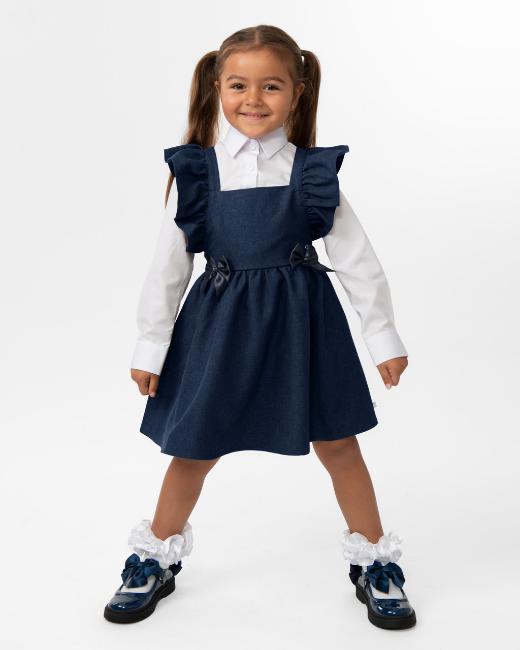 Picture of Caramelo Kids Girls School Pinafore With Frill - Navy