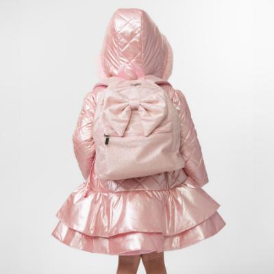 Picture of Caramelo Kids Girls Hooded Quilted Coat With Bow - Pink
