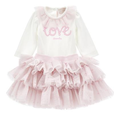 Picture of Monnalisa Bebe Girls Love Pearl Tulle Skirt Set - Pink
